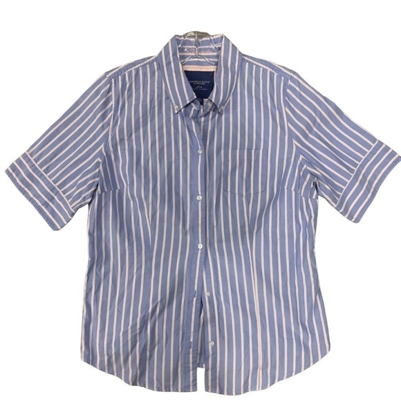 American Eagle Striped Button Shirt - Short Sleeve - Picture 1 of 8